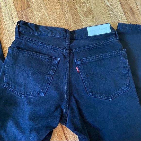 Re/Done Black High Waist Ankle Crop Distressed Jeans - Picture 4 of 10